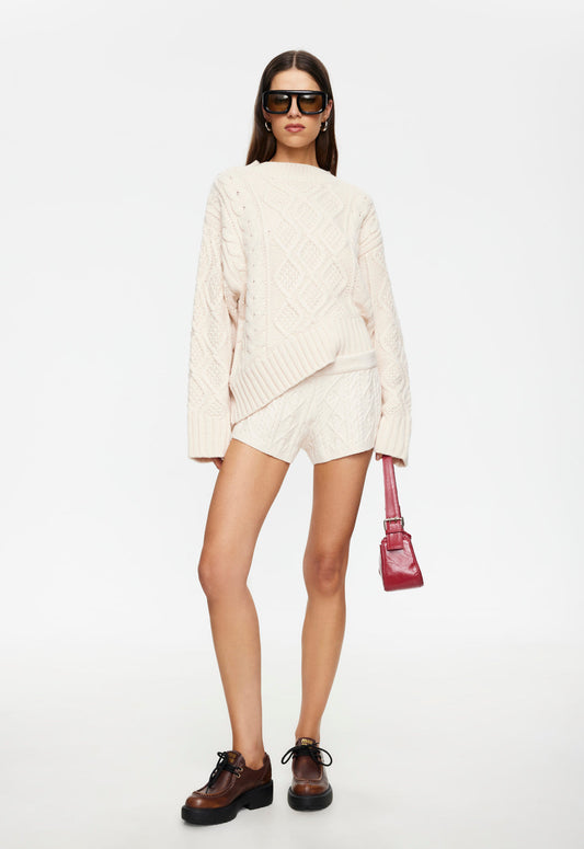 Lioness Fashion For Sale | HOUSEWIFE KNIT SHORT - CREAM CABLE