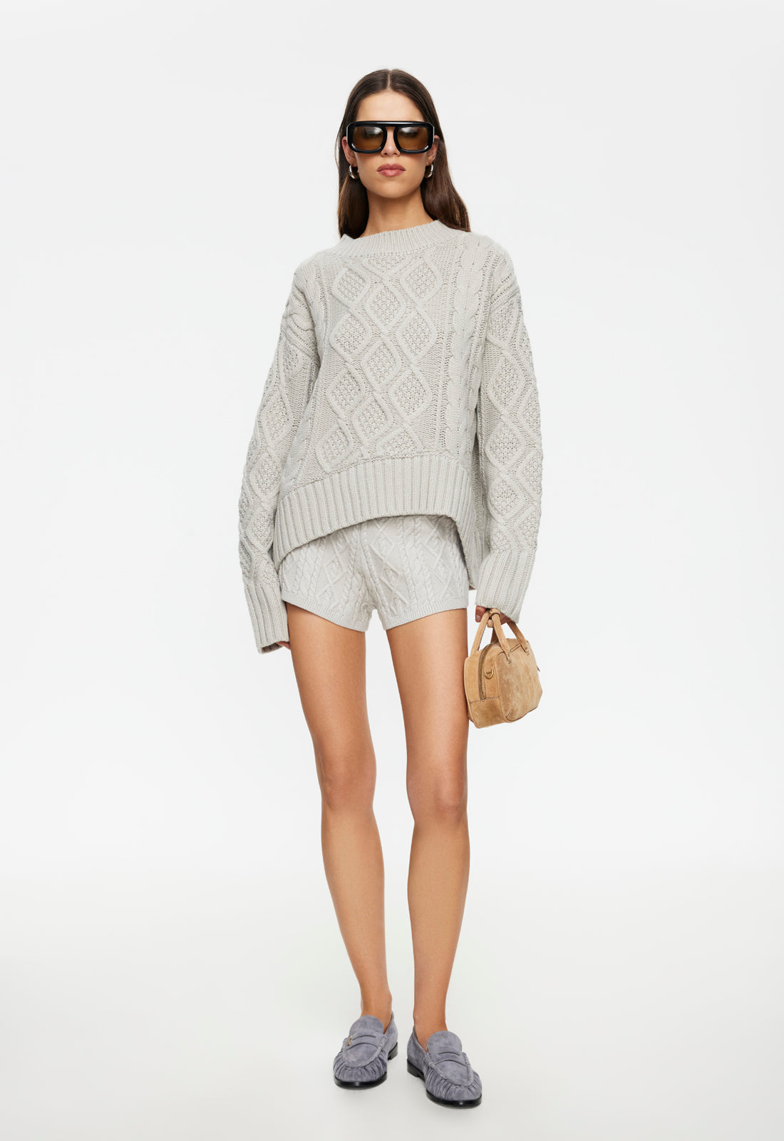 Lioness Fashion Near Me | HOUSEWIFE KNIT SHORT - ASH CABLE