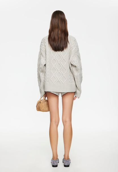 Lioness Fashion Near Me | HOUSEWIFE KNIT SHORT - ASH CABLE
