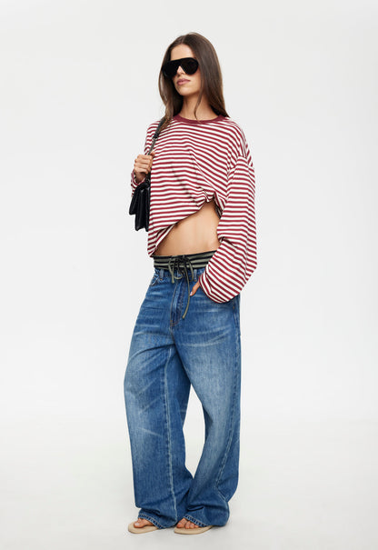 Lioness Fashion Store | Bloom Long Sleeve - WIne Stripe
