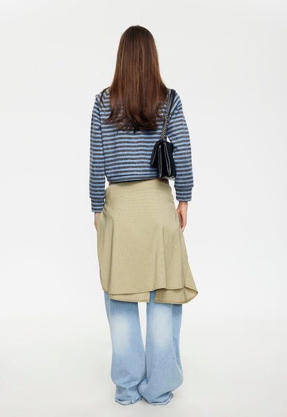 Lioness Fashion Online | Bloom Knit Jacket - Grey Blue Stripe