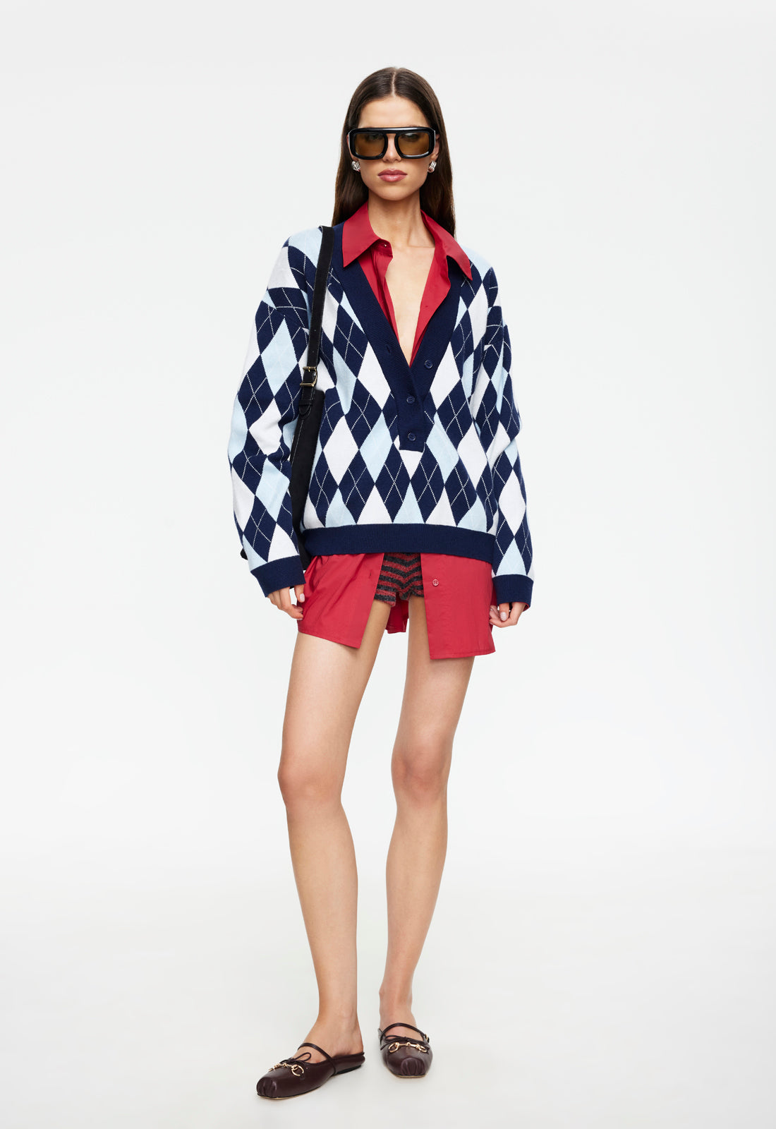 Lioness Fashion Online | PRADO KNIT - BLUE ARGYLE