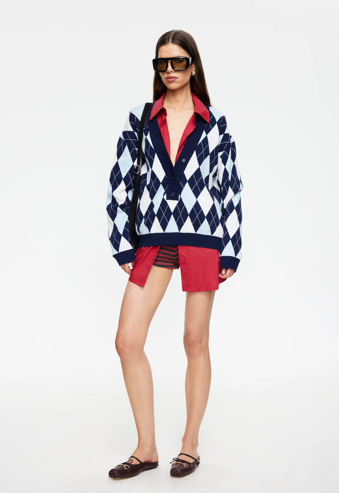 Lioness Fashion Online | PRADO KNIT - BLUE ARGYLE