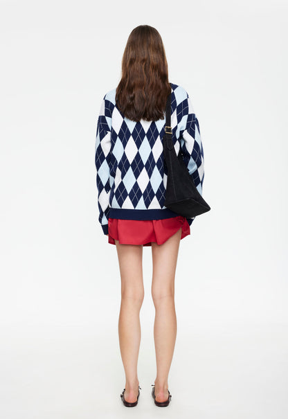 Lioness Fashion Online | PRADO KNIT - BLUE ARGYLE