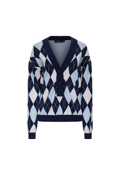 Lioness Fashion Online | PRADO KNIT - BLUE ARGYLE