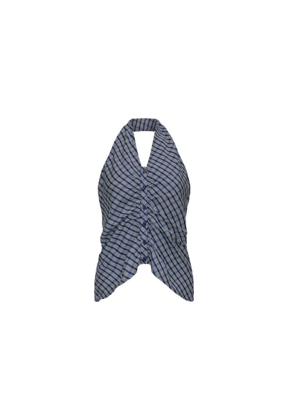 Lioness Fashion Online Shop | POWER HOUR HALTER - NAVY PLAID