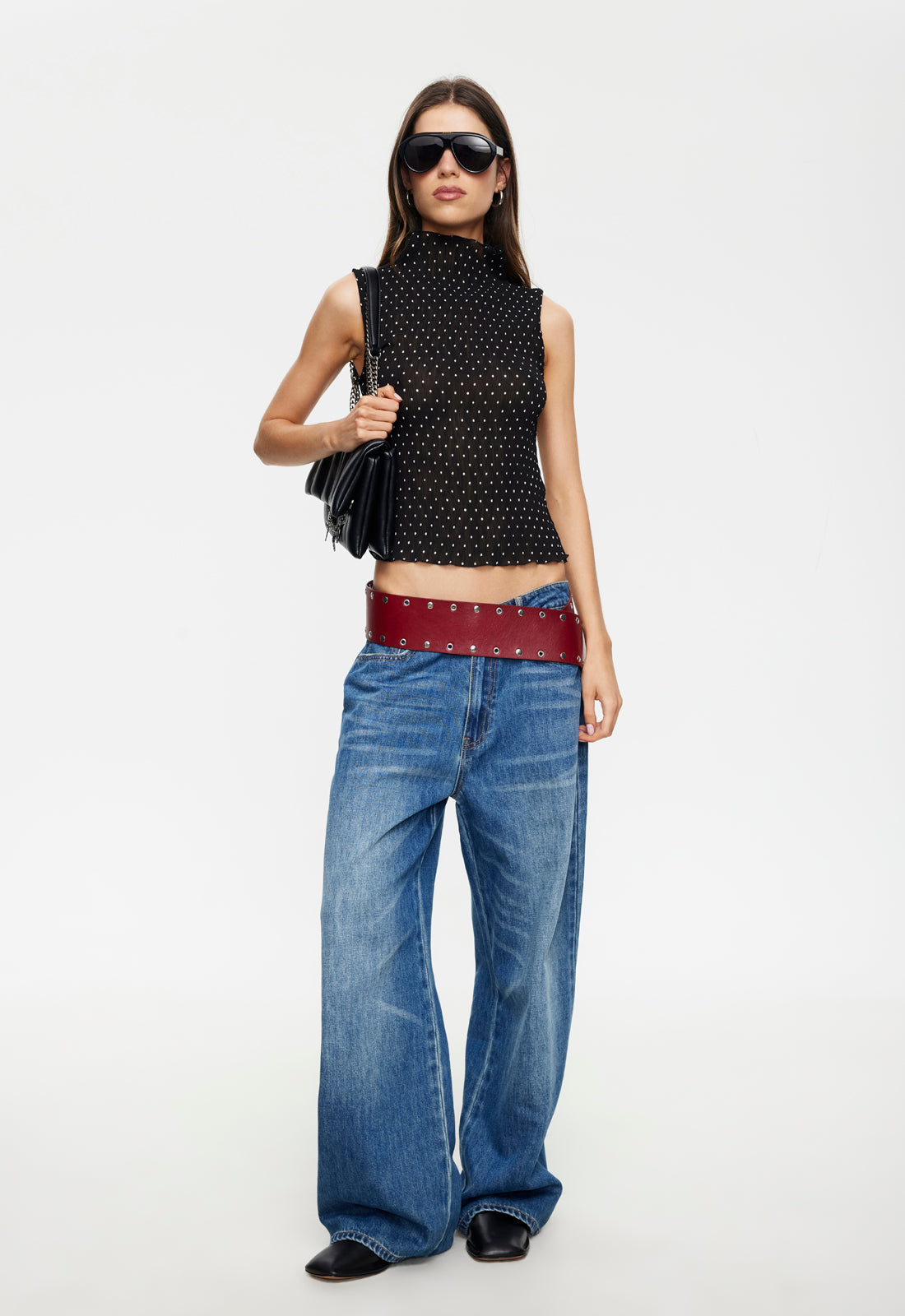Lioness Fashion On Sale | FORD TOP - ONYX POLKA