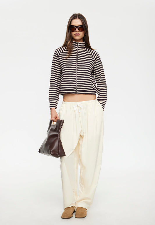 Lioness Fashion Online | Bloom Knit jacket - Beige Chocolate Stripe