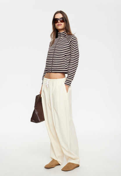 Lioness Fashion Online | Bloom Knit jacket - Beige Chocolate Stripe