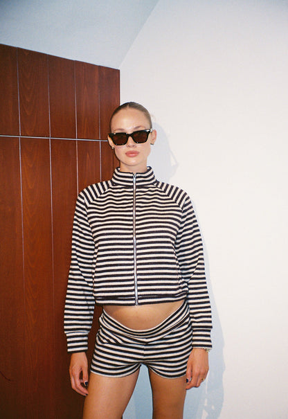 Lioness Fashion Online | Bloom Knit jacket - Beige Chocolate Stripe