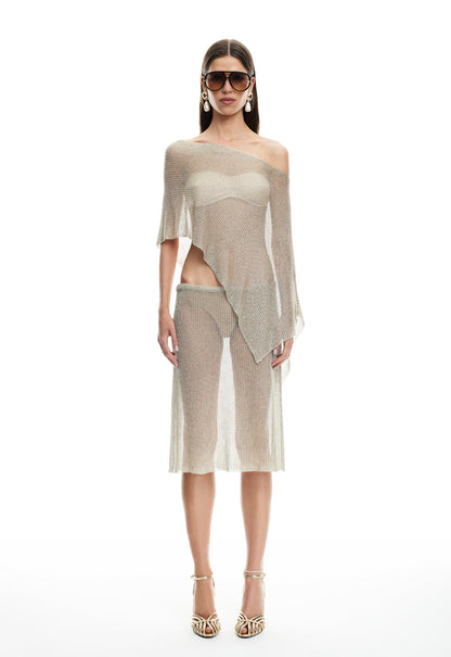 Lioness Fashion Store | LUMINOUS MIDI SKIRT - TOPAZ