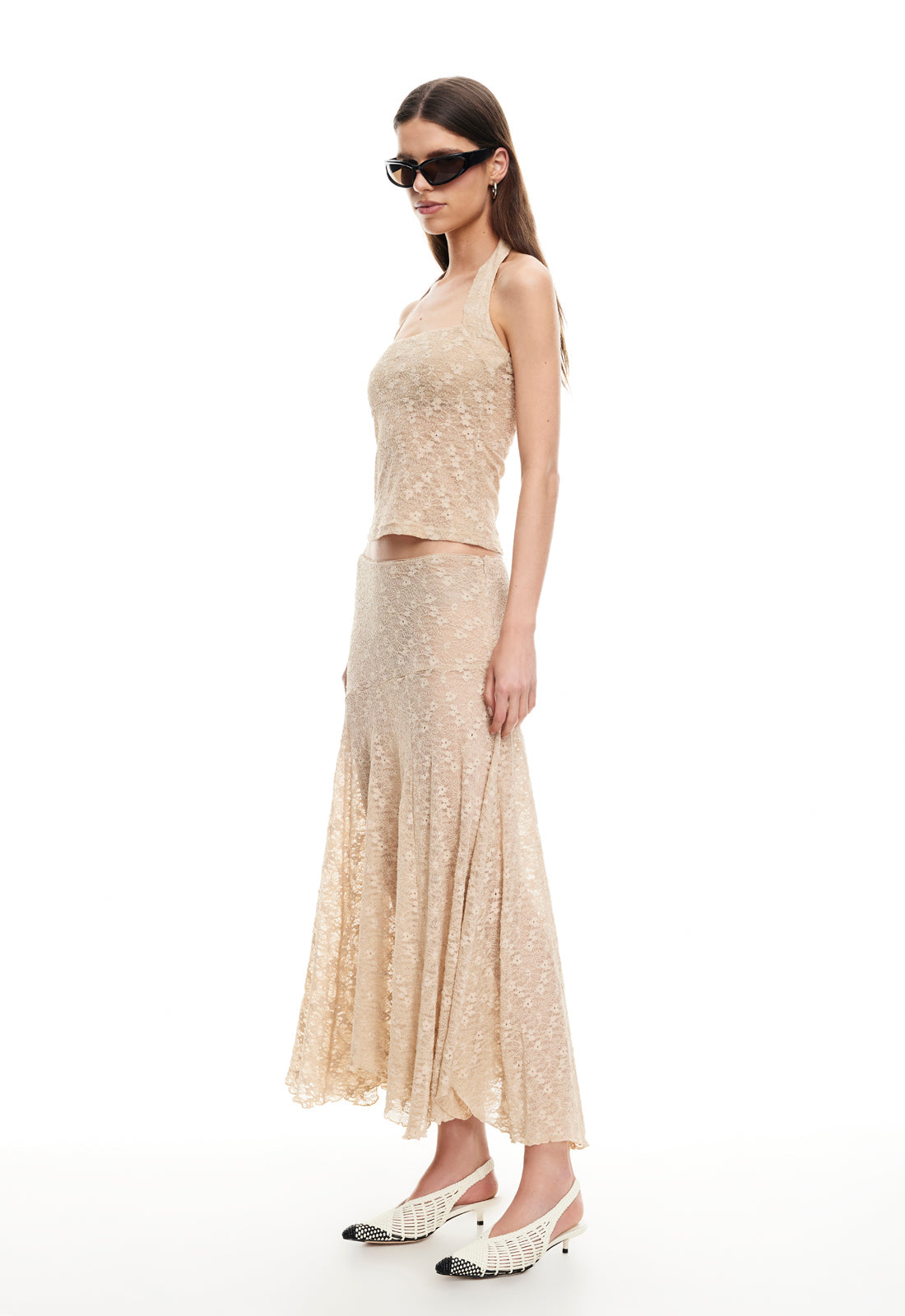 Lioness Fashion Discount | IN BLOOM LACE MIDI SKIRT - TAUPE