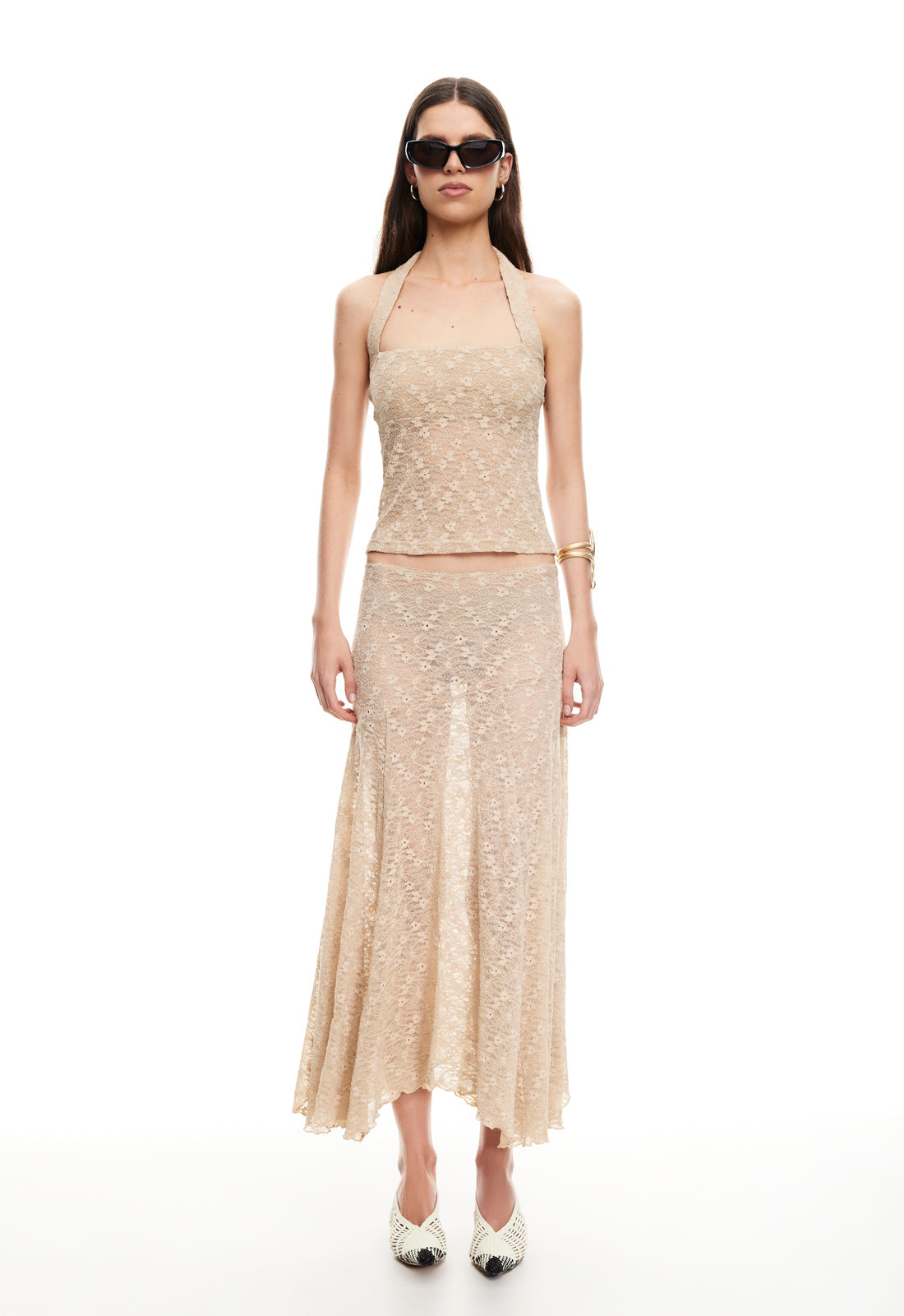 Lioness Fashion Discount | IN BLOOM LACE MIDI SKIRT - TAUPE