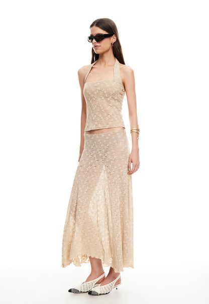 Lioness Fashion Discount | IN BLOOM LACE MIDI SKIRT - TAUPE