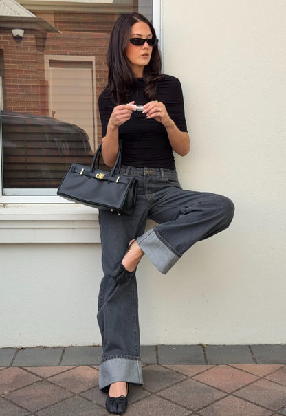 Lioness Fashion For Sale | Top Model Cuffed Jean - Charcoal
