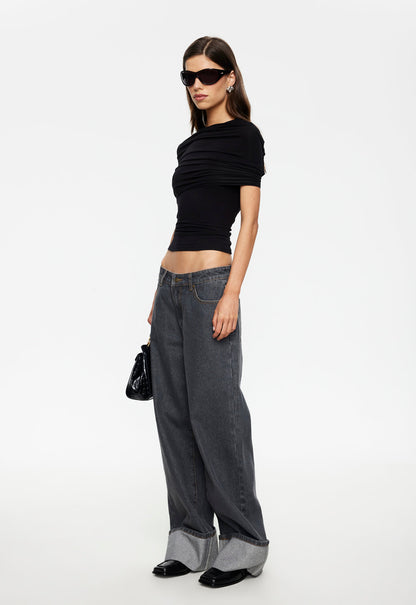 Lioness Fashion For Sale | Top Model Cuffed Jean - Charcoal