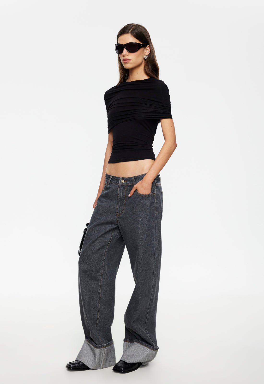 Lioness Fashion For Sale | Top Model Cuffed Jean - Charcoal