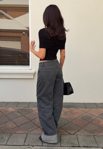 Lioness Fashion For Sale | Top Model Cuffed Jean - Charcoal