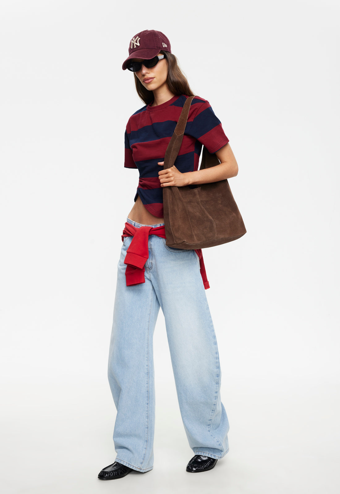 Lioness Fashion Store | In Transits Tee - Burgundy Stripe