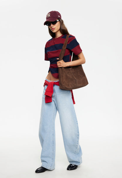 Lioness Fashion Store | In Transits Tee - Burgundy Stripe