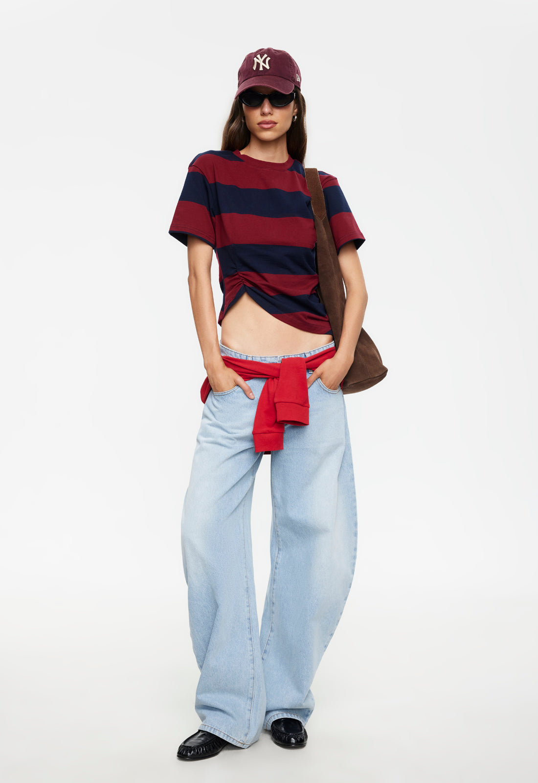 Lioness Fashion Store | In Transits Tee - Burgundy Stripe