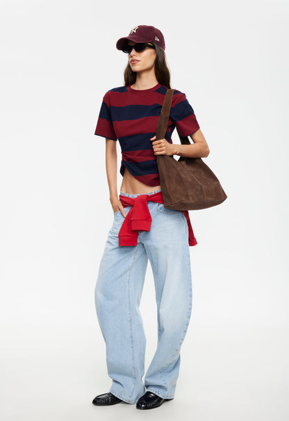 Lioness Fashion Store | In Transits Tee - Burgundy Stripe