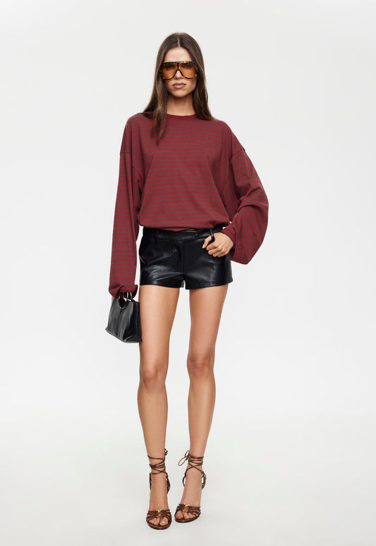 Lioness Fashion Outlets | BLOOM LONG SLEEVE - CHOCOLATE WINE STRIPE