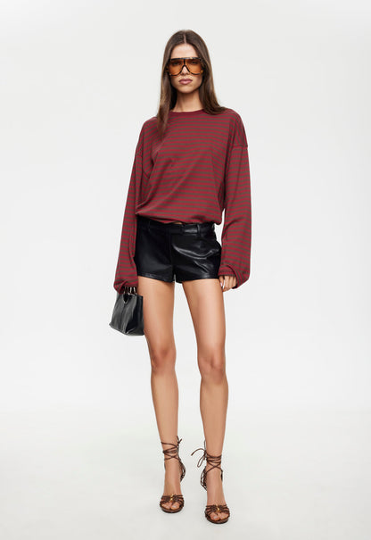 Lioness Fashion Outlets | BLOOM LONG SLEEVE - CHOCOLATE WINE STRIPE