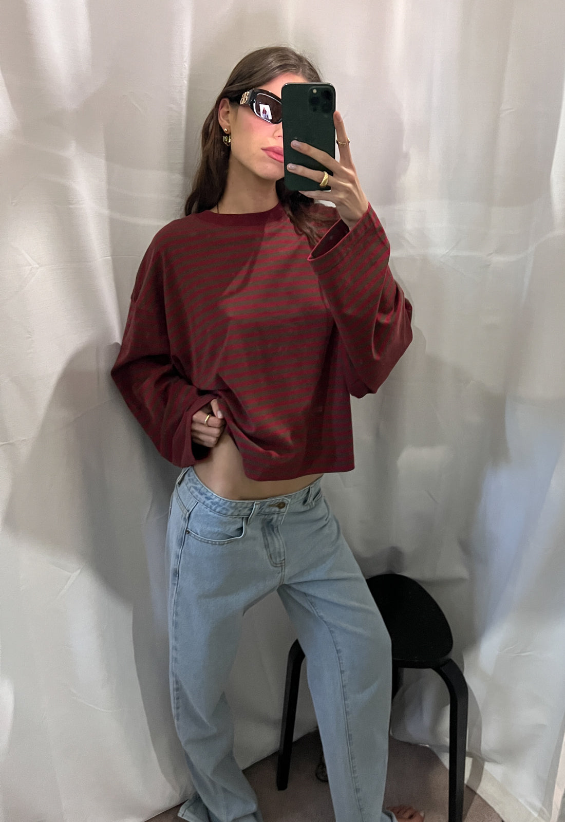 Lioness Fashion Outlets | BLOOM LONG SLEEVE - CHOCOLATE WINE STRIPE
