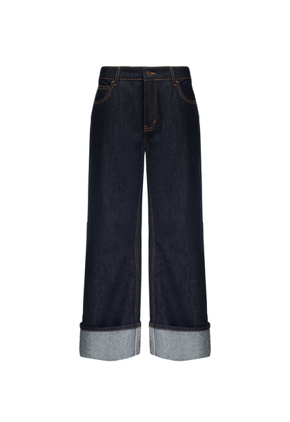 Lioness Fashion Outlet | TOP MODEL CUFFED JEAN - DARK DENIM