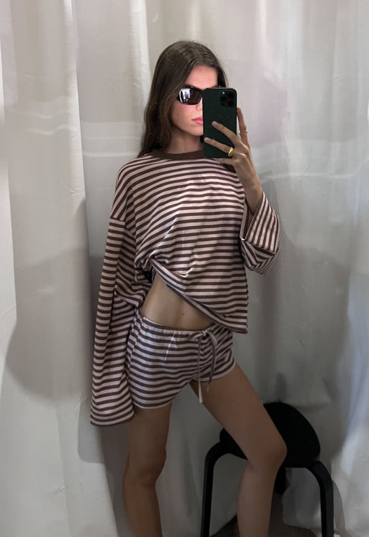 Lioness Fashion Store | KOURT BLOOMERS - CHOCOLATE BLUSH STRIPE