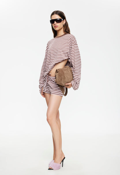 Lioness Fashion Store | KOURT BLOOMERS - CHOCOLATE BLUSH STRIPE